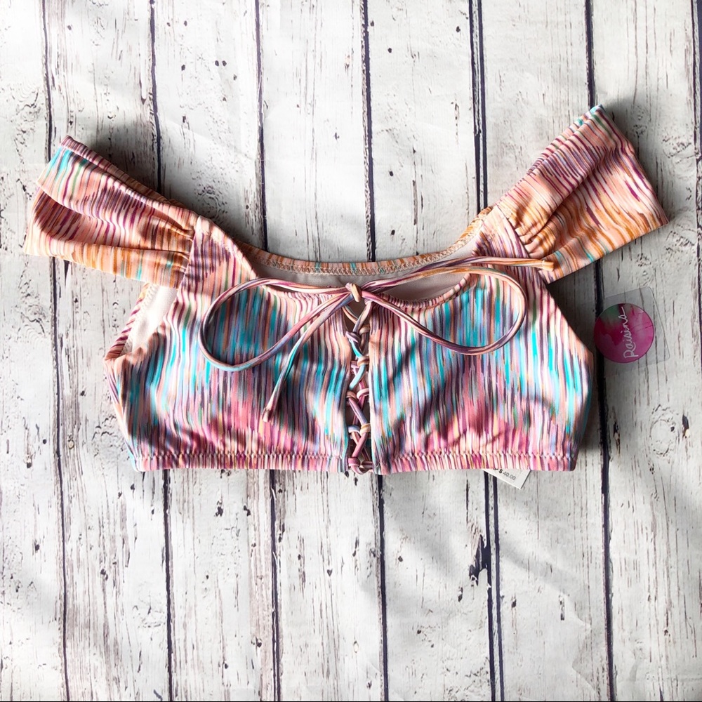 NWT Raisins Off Shoulder Tie Front Bikini Top